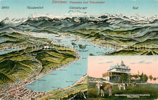 13710935 Zuerichsee ZH Panorama depuis l'hôtel Pfannenstiel Kurhaus Hochwacht Zuerich