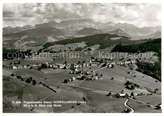 13710994 Schwellbrunn Fliegeraufnahme mit Saentis Schwellbrunn