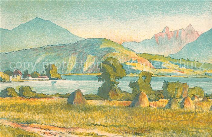 13730018 Zuerichsee ZH Panorama à Obersee Lithographie Zuerichsee ZH