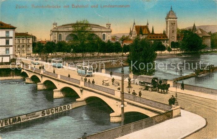 13729230 Zuerich ZH Bahnhofbruecke avec gare et musée national de Zuerich ZH