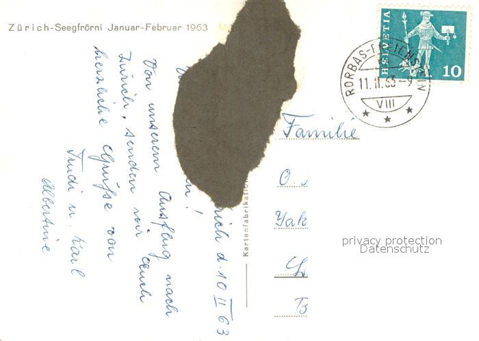 13730133 Zuerich ZH Seegfroerni janvier février 1963 Zuerich ZH