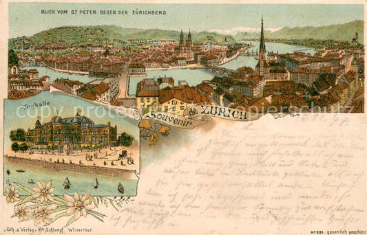 13729008 Zuerich ZH Vue de St Pierre à Zuerichberg Tonhalle Zuerich ZH