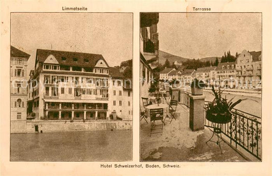 13727918 Baden AG Hôtel Schweizerhof Limmat terrasse latérale