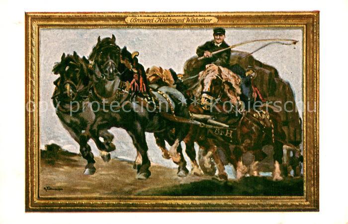 13728042 Winterthur ZH Brasserie Haldengut Horse Team Carte d'artiste