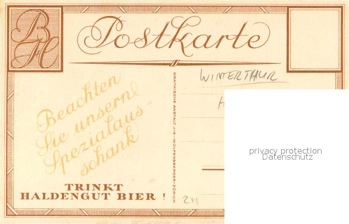 13728063 Carte d'artiste de l'équipe hippique de la Brasserie Haldengut Winterthur ZH