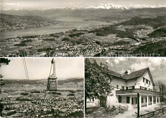 13728347 Adliswil ZH Fliegeraufnahme Luftseilbahn Bergrestaurant Felsenegg