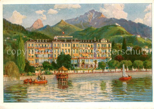 13740521 Montreux VD Grand Hôtel Monney et magnifique lac au lac