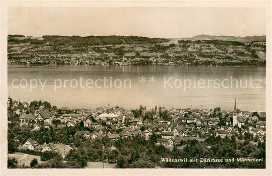 13745755 Waedenswil Waedensweil ZH Vue générale avec le lac de Zurich et Maennedorf