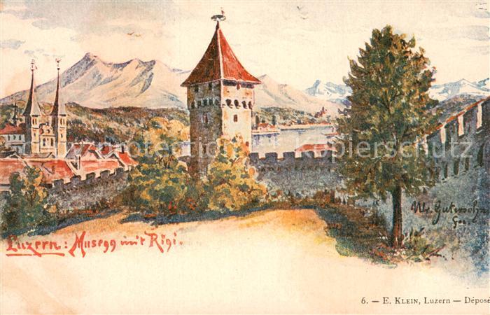 13751250 Lucerne LU Musegg avec carte d'artiste du Rigi