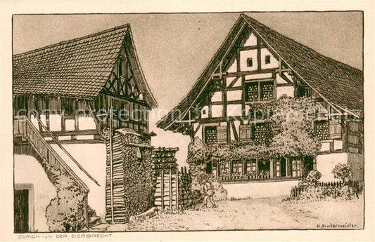 13770301 Witikon Zuerich In der Eierbrecht H. Hintermeister carte d'artiste cuivre