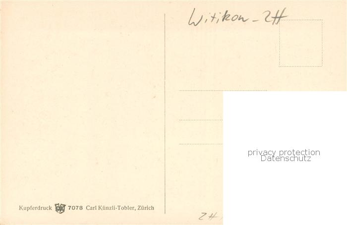 13770301 Witikon Zuerich In der Eierbrecht H. Hintermeister carte d'artiste cuivre