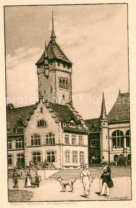 13771333 Zuerich ZH Landesmuseum Carte d'artiste sur cuivre Publicité Viola Kochfe