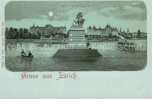 13774400 Zuerich ZH Alpenquai au clair de lune Zuerich ZH