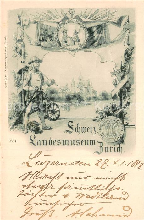 13774430 Carte d'artiste du Musée national de Zurich ZH Zuerich ZH