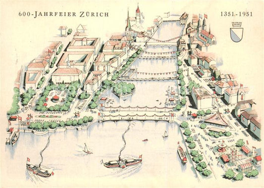 13783703 Zuerich ZH 600e anniversaire ZH dessin rivière et lac Zuerich ZH