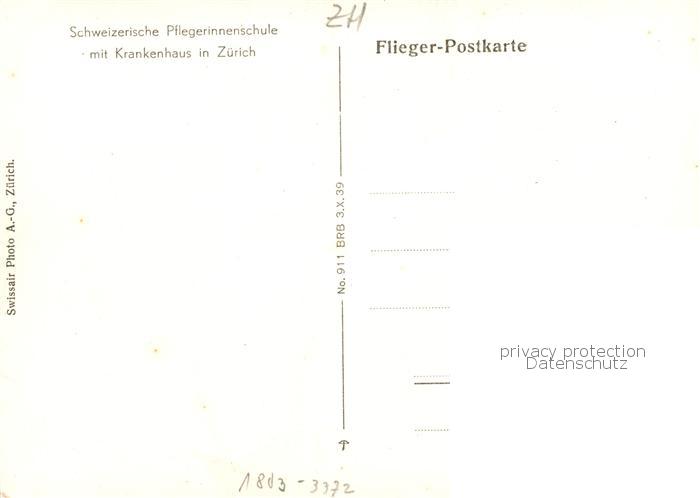 13792089 Zuerich ZH Fliegeraufnahme Schweizerische Pflegerinnenschule m. Kranken