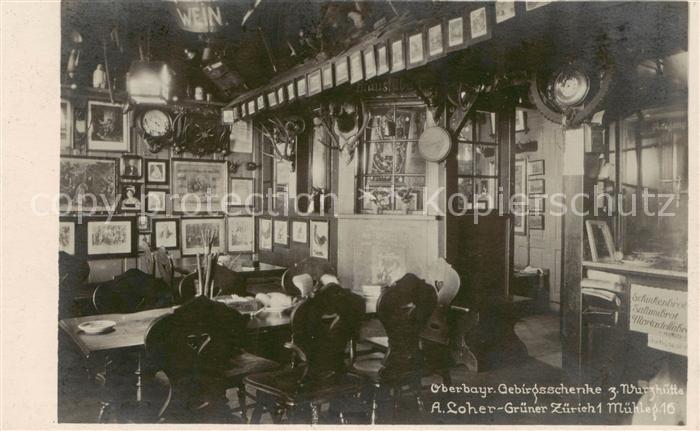 13792917 Zurich ZH Haute-Bavière. Taverne de montagne par ex. Vue intérieure de la Wurzhuette Zurich