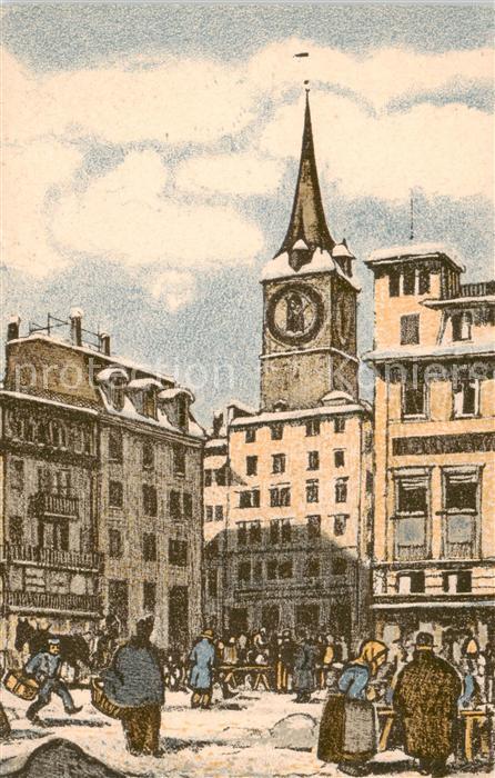 13793282 Zuerich ZH GRosser Platz Litho Zuerich ZH