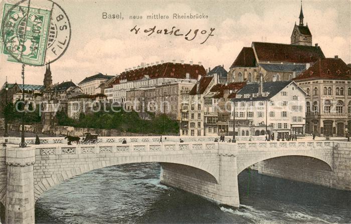 13794156 Basel BS Mittlere Rheinbruecke avec chariot Basel BS