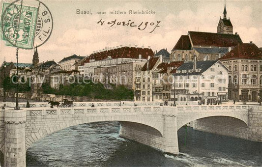 13794156 Basel BS Mittlere Rheinbruecke avec chariot Basel BS