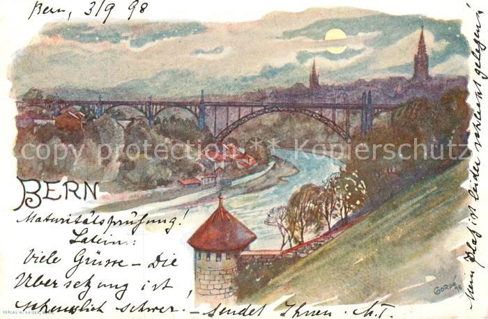 13794979 Bern BE Vue partielle du pont de l'Aare - carte d'artiste Gorge Bern BE.