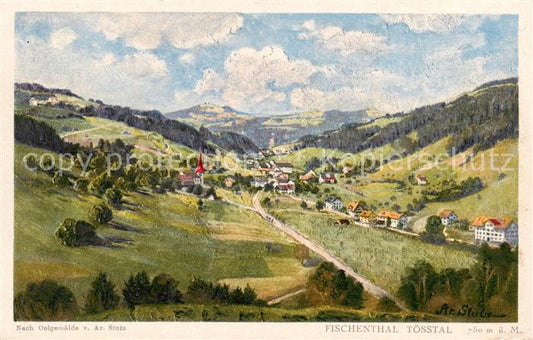 13797429 Fischenthal Fischental ZH Panorama Toesstal Carte d'artiste à oelgema