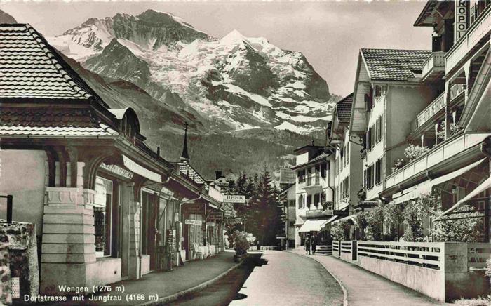 14013824 Wengen  BE Dorfstrasse mit Jungfrau