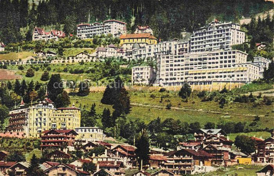 14015396 Feydey-sur-Leysin VD La gare chapelle catholique et les grands Hotels