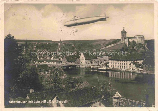 14016044 SCHAFFHAUSEN  SH mit Luftschiff Graf Zeppelin