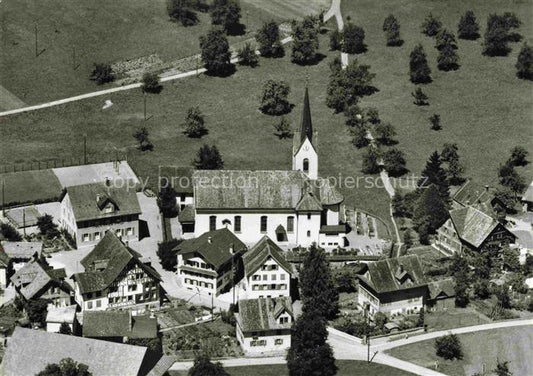 14016071 Neuheim Zug ZG Restaurant Metzgerei Ochsen Kirche Fliegeraufnahme