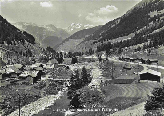 14016074 Acla Alva Curaglia GR an der Lukmanierstrasse mit Toedigruppe