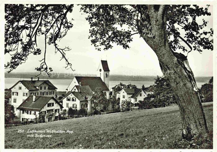 14007292 Wolfhalden Vorderland AR Ortsansicht mit Kirche Blick auf Bodensee