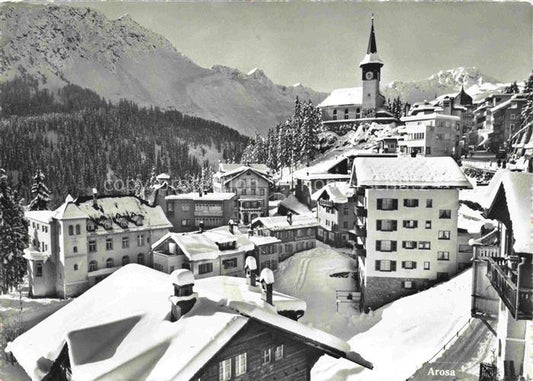 14008272 AROSA GR Ortsansicht mit Kirche