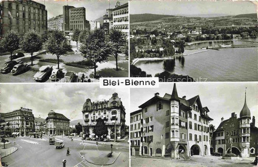 14008318 Biel Bienne BE Teilansichten Stadtzentrum Panorama Bielersee