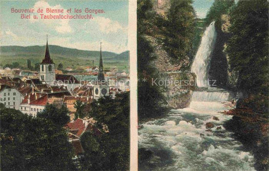 14008885 Bienne BIEL-BIENNE Stadt und Taubenlochschlucht Wasserfall