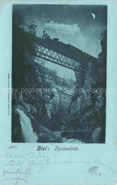 14009865 Taubenlochschlucht Biel-BIENNE BE Eisenbahnbruecke Dampflokomotive im M