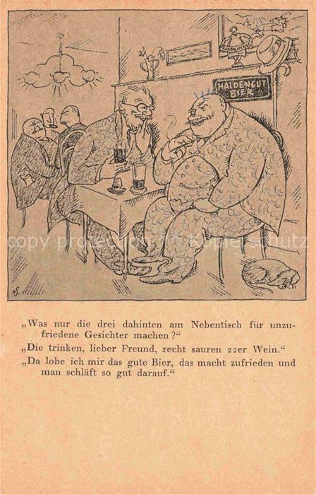 14009872 WINTERTHUR  ZH Haldengut Bier Karikaturen Kuenstlerkarte