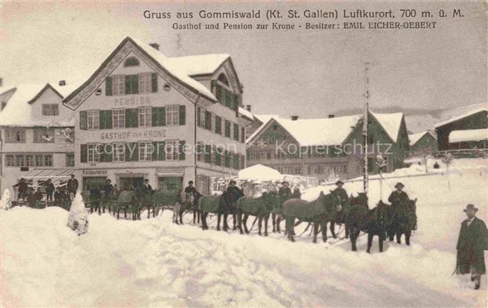 14010227 Gommiswald SG Gasthof Pension zur Krone Pferdeschlitten