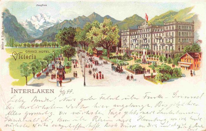 14010279 INTERLAKEN BE Grand Hotel Victoria Berner Alpen Litho