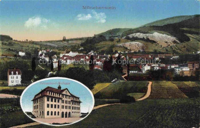 14010795 Muenchenstein BL Panorama Sekundar-Schulhaus Feld-Batterie Militaersach