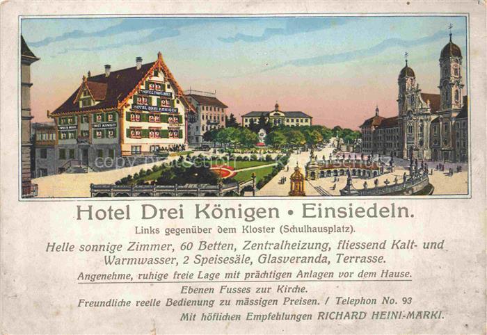 14011381 EINSIEDELN  SZ Hotel Drei Koenigen Schulhausplatz Kloster Kuenstlerkart