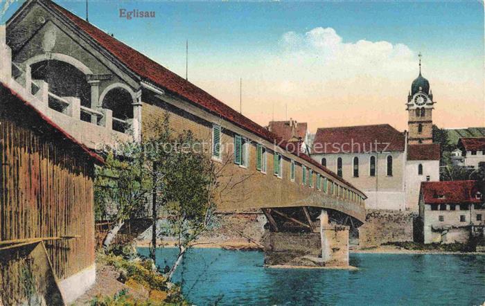 14022335 Eglisau Buelach ZH Gedeckte Bruecke Kirche