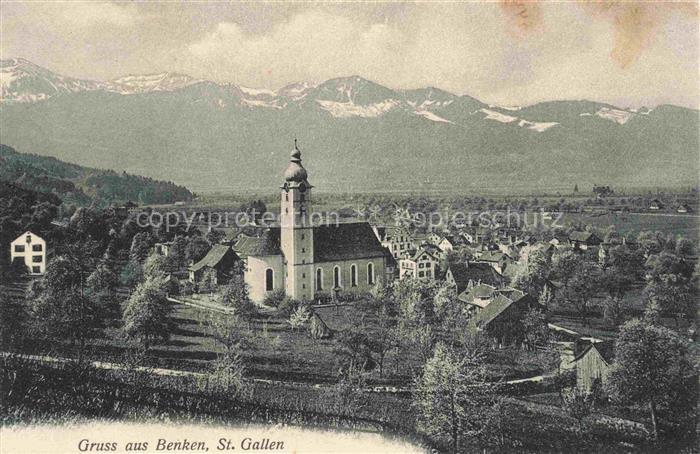 14022338 Benken SG Panorama mit Kirche