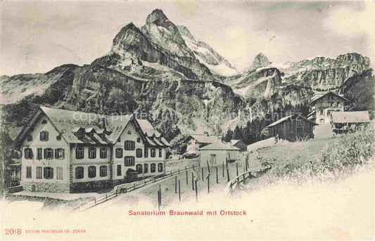 14022347 Braunwald GL Sanatorium Braunwald mit Ortstock