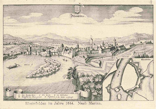 14024199 RHEINFELDEN AG Paysage urbain médiéval vers 1644