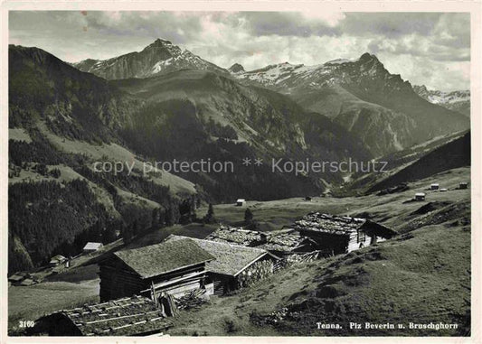 14025337 Tenna 1654m Safien Surselva GR Piz Beverin und Bruschghorn