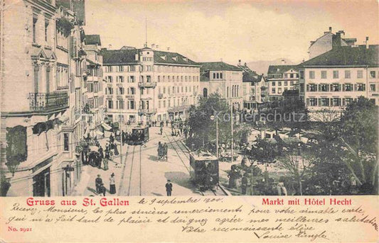 14032751 St Gallen SANKT GALLEN SG Markt mit Hotel Hecht