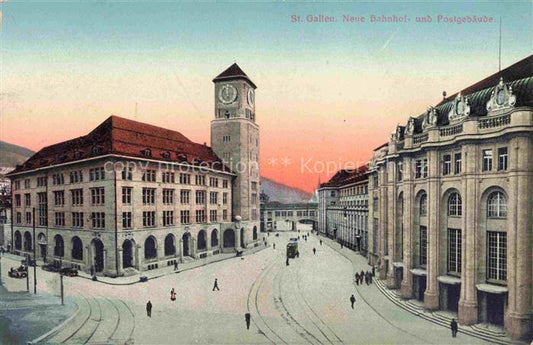 14032792 St Gallen SANKT GALLEN SG Neue Bahnhof und Postgebaeude