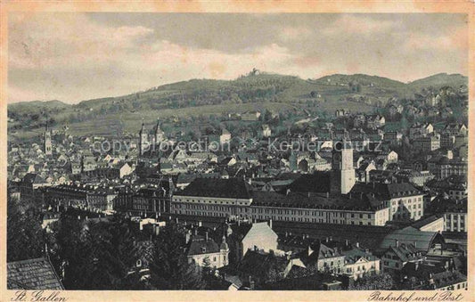 14033023 St Gallen SANKT GALLEN SG Bahnhof und Post Panorama