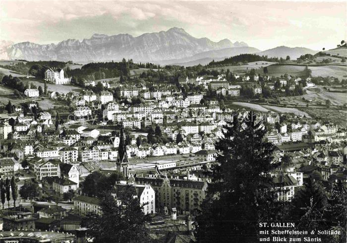 14033150 St Gallen SANKT GALLEN SG mit Scheffelstein Solituede und Blick zum Sae